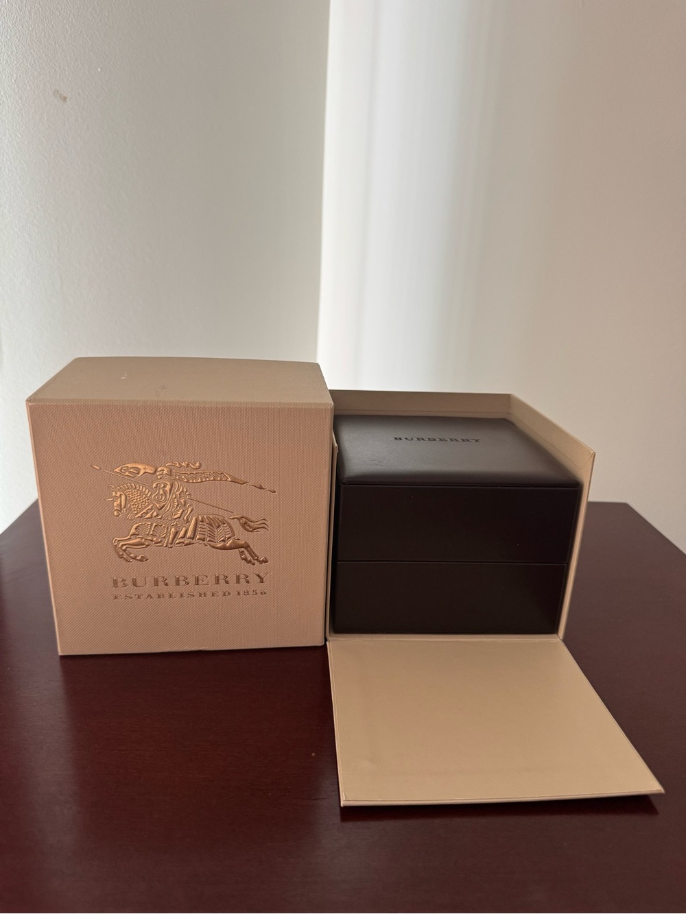 Set of two authentic Burberry Beige and Dark Brown Presentation Boxes